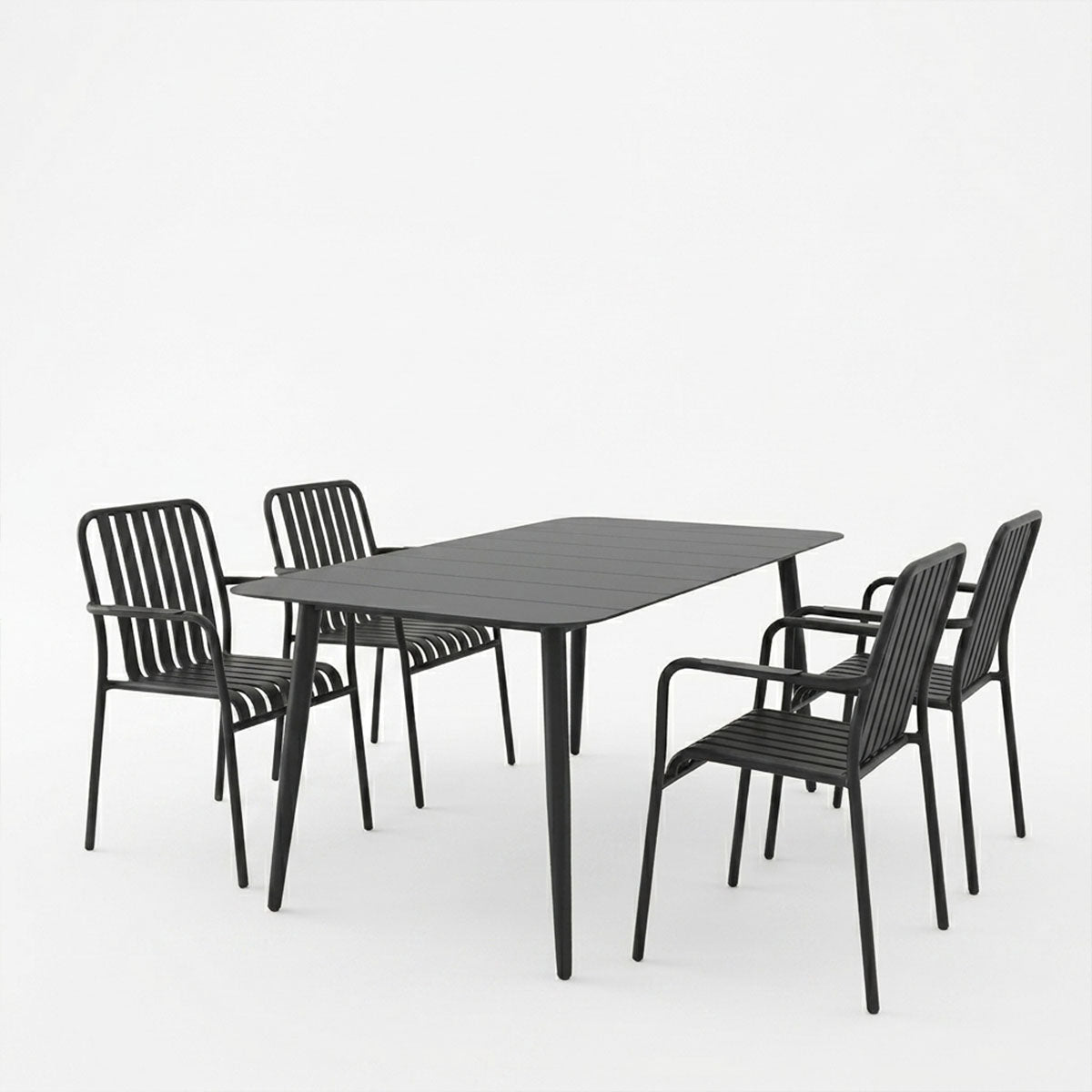 Τραπεζαρία Heven Vista pakoworld σετ 5τεμ μαύρο αλουμίνιο 150x80x72εκ