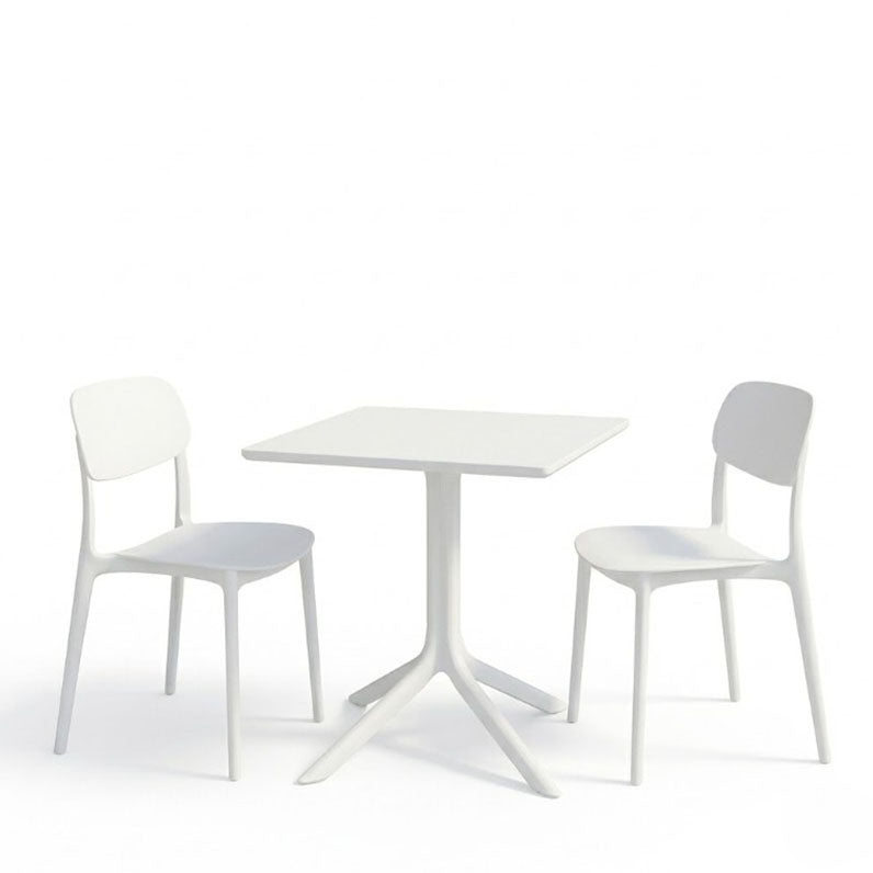 Τραπεζαρία Groovy Berdian pakoworld σετ 3τεμ λευκό PP 60x60x76εκ