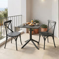 Τραπεζαρία Groovy Crossie pakoworld σετ 3τεμ ανθρακί PP 60x60x76εκ