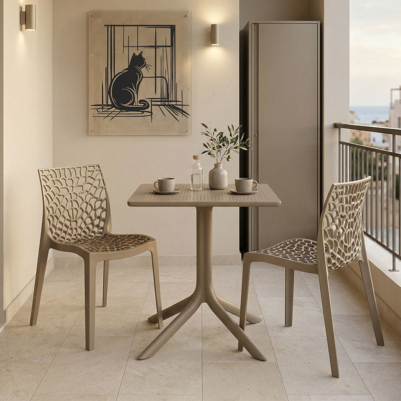 Τραπεζαρία Groovy Hush pakoworld σετ 3τεμ cappuccino PP 60x60x76εκ