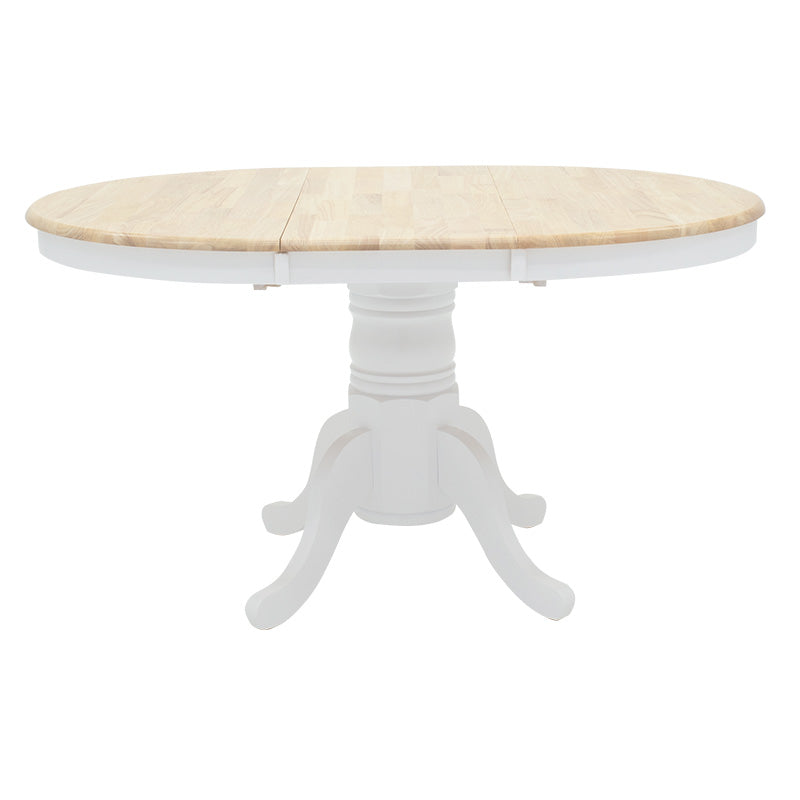 Τραπεζαρία Dallan Lars pakoworld 5τεμ λευκό rubberwood Φ100(+38)x100x75εκ