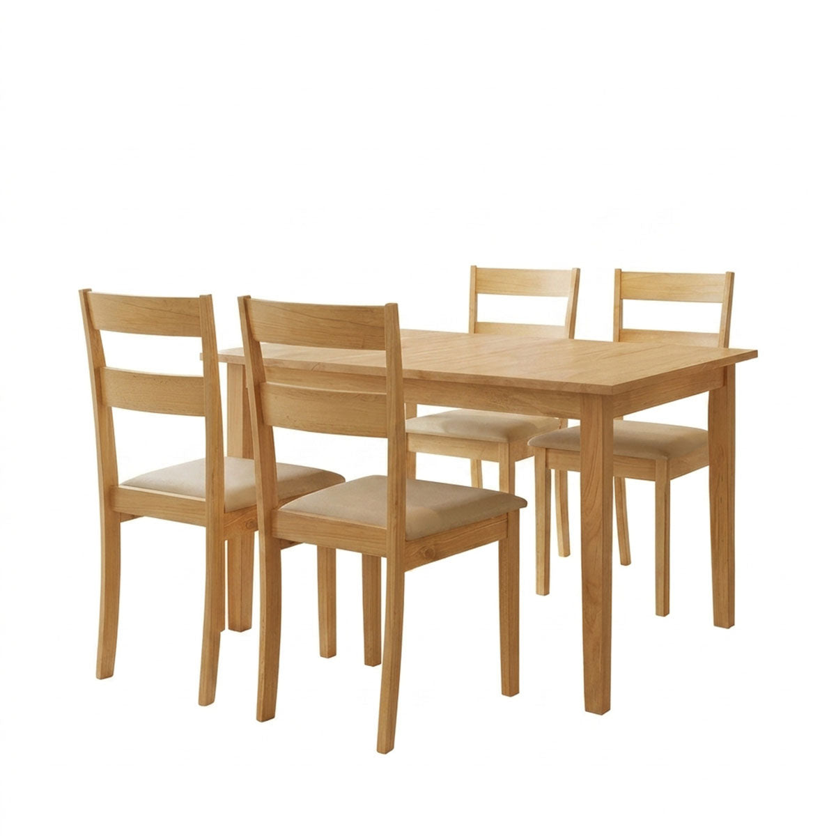 Τραπεζαρία Dallan Country pakoworld 5τεμ σε φυσική απόχρωση rubberwood 120-150x80x74εκ