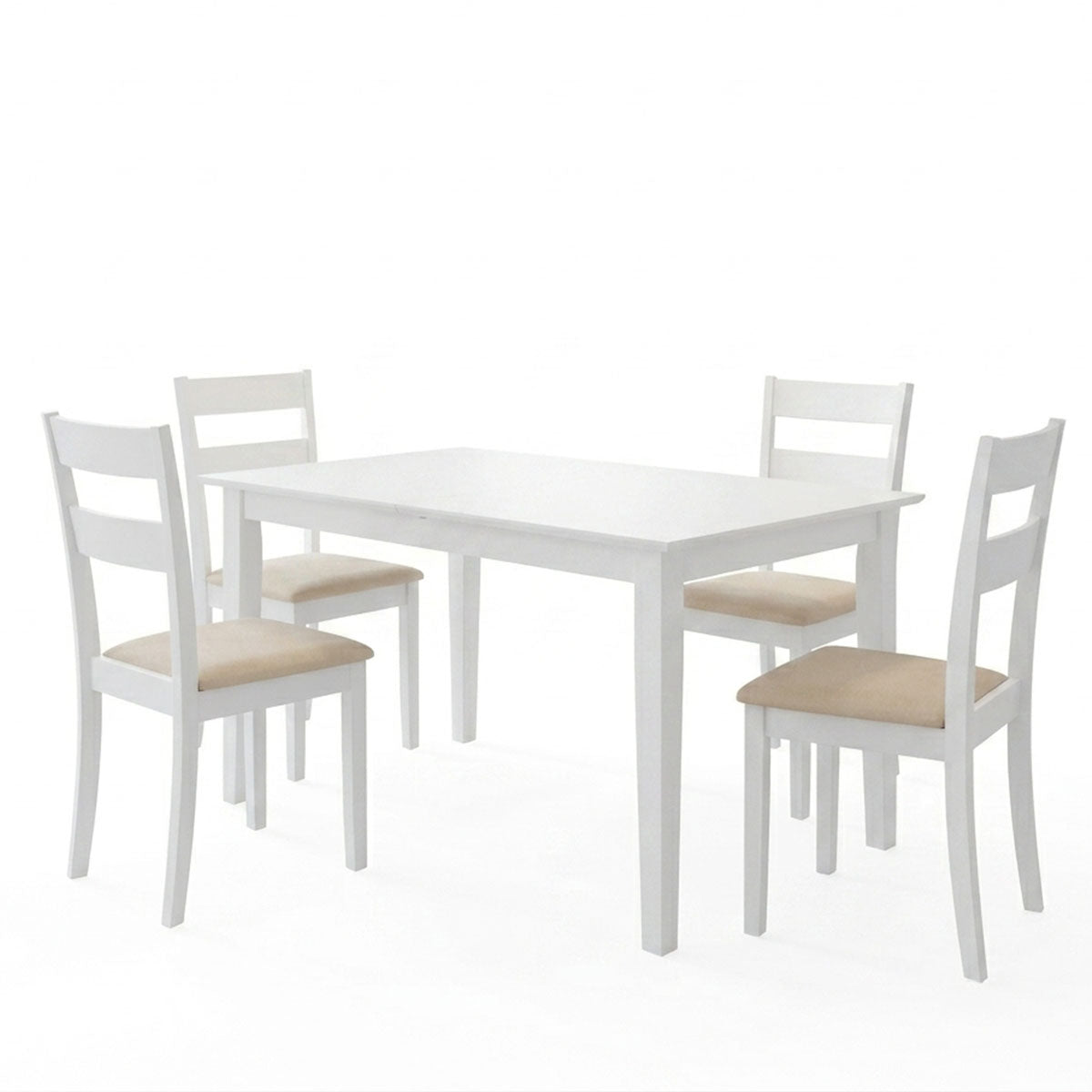 Τραπεζαρία Dallan Mabor pakoworld 5τεμ λευκό rubberwood 120-150x80x73,8εκ