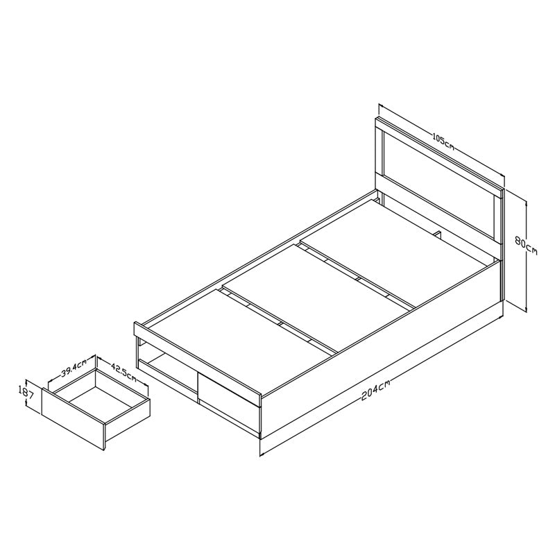 Κρεβάτι με στρώμα και συρτάρι Olympus-Perfecto pakoworld wenge 100x200εκ