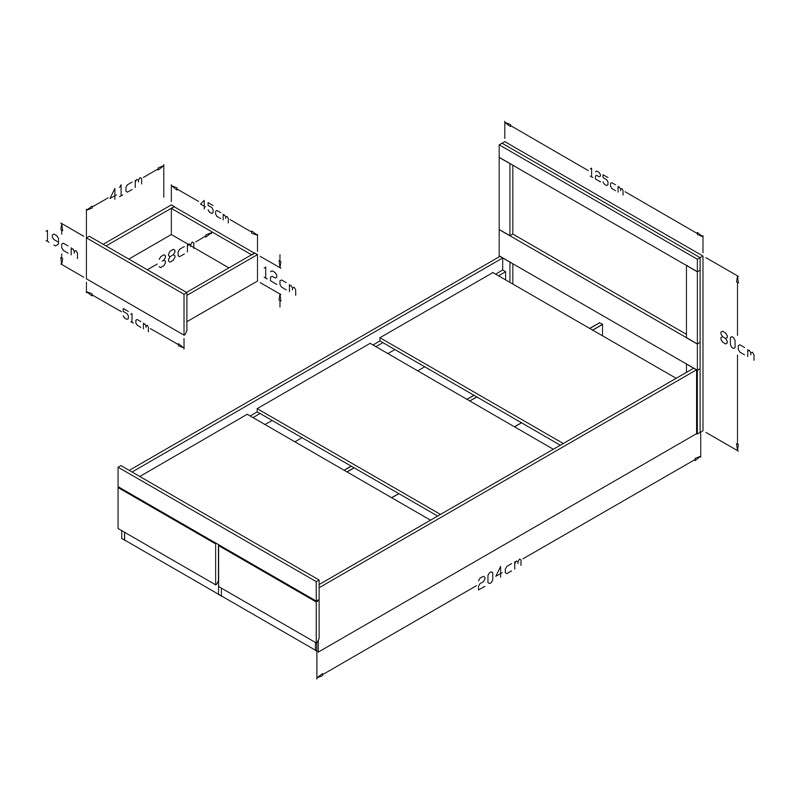 Κρεβάτι με στρώμα και συρτάρι Olympus-Perfecto pakoworld λευκό 120x200εκ