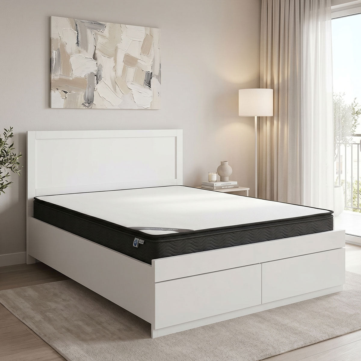 Κρεβάτι με στρώμα και συρτάρι Olympus-Perfecto pakoworld λευκό 120x200εκ