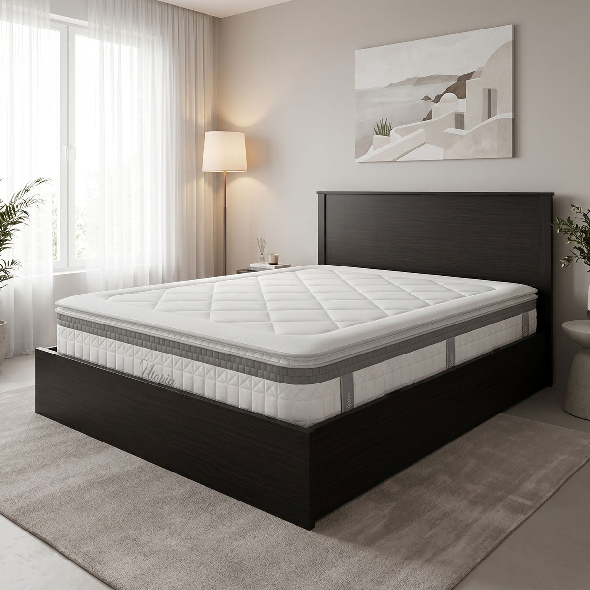 Κρεβάτι με στρώμα Athos Utopia pakoworld wenge 160x200εκ