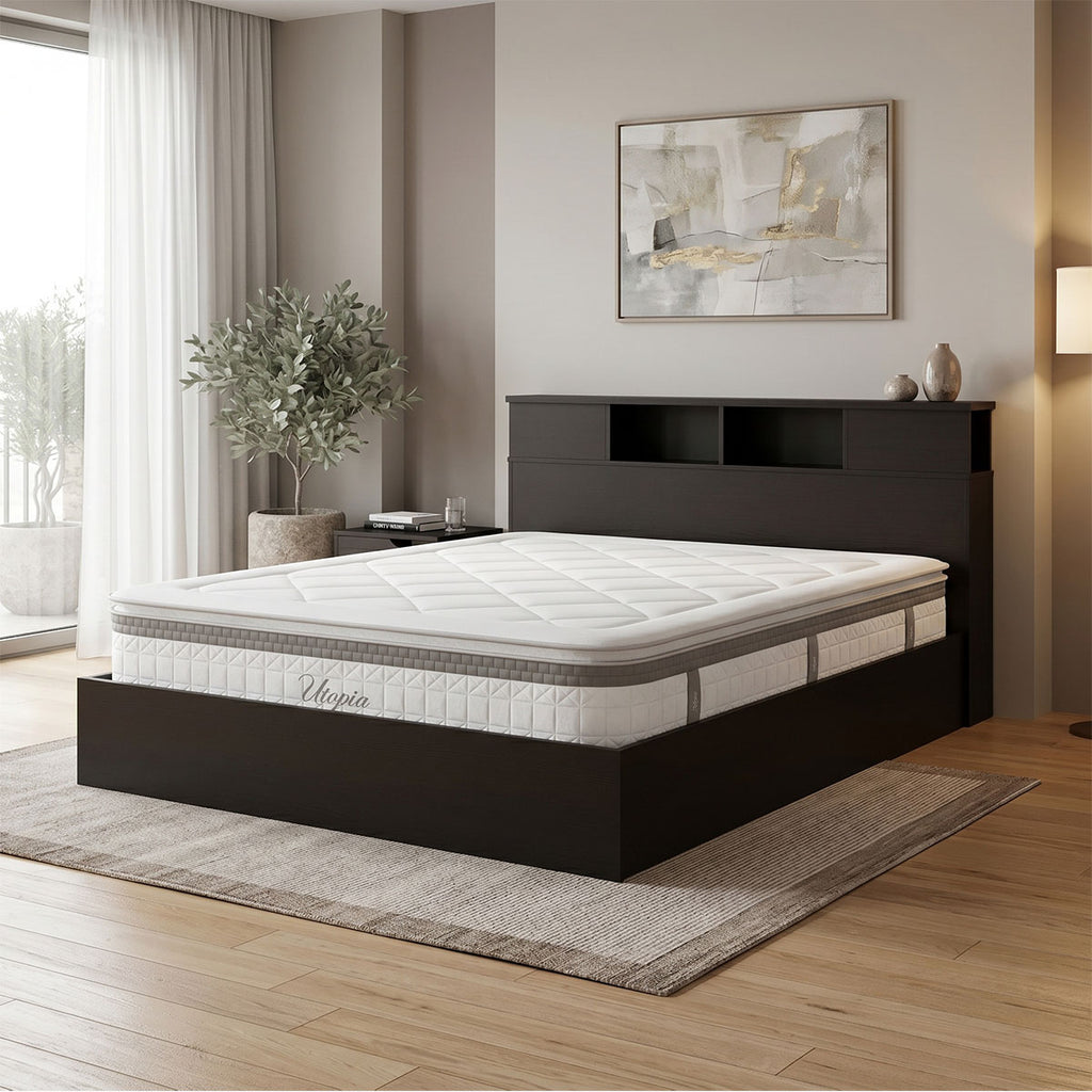 Κρεβάτι με στρώμα Olympus Utopia pakoworld wenge 160x200εκ