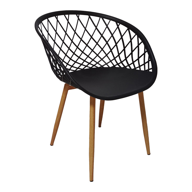 Τραπεζαρία με Πολυθρόνες Ezra μαύρο και Τραπέζι Julita μαύρο Φ60x73εκ Σετ 5τεμ
