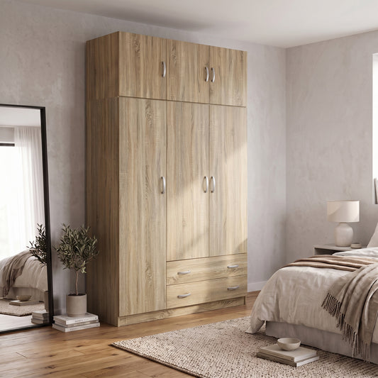Ντουλάπα τρίφυλλη με πατάρι Alvia pakoworld sonoma 150x51x240εκ