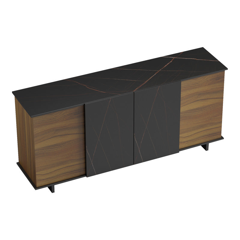 Μπουφές Zafore pakoworld καρυδί- μαύρο μαρμάρου 180x45x80εκ