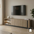 Έπιπλο τηλεόρασης με Led Vario pakoworld sonoma - ανθρακί 185.6x35x45εκ