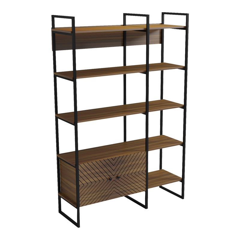 Βιβλιοθήκη Rhombo pakoworld καρυδί-μαύρο 120x35x180εκ