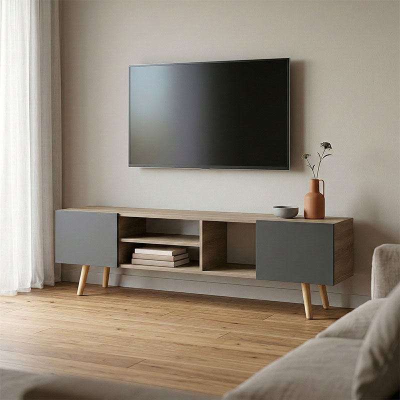 Έπιπλο τηλεόρασης Osclo pakoworld sonoma-ανθρακί 160x30x41εκ