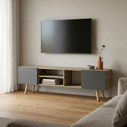 Έπιπλο τηλεόρασης Osclo pakoworld sonoma-ανθρακί 160x30x41εκ