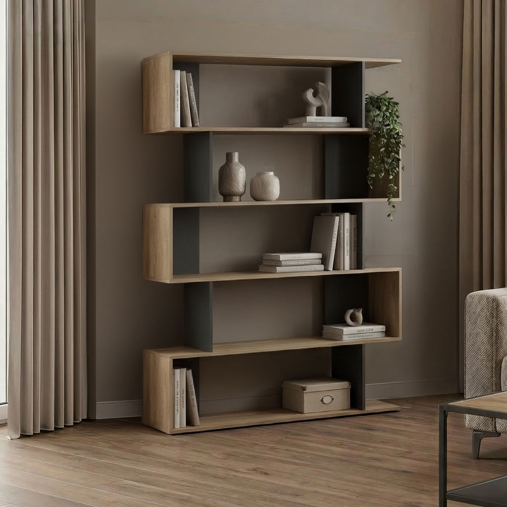 Βιβλιοθήκη Tetri pakoworld sonoma-ανθρακί 121.8x25.4x158.8εκ