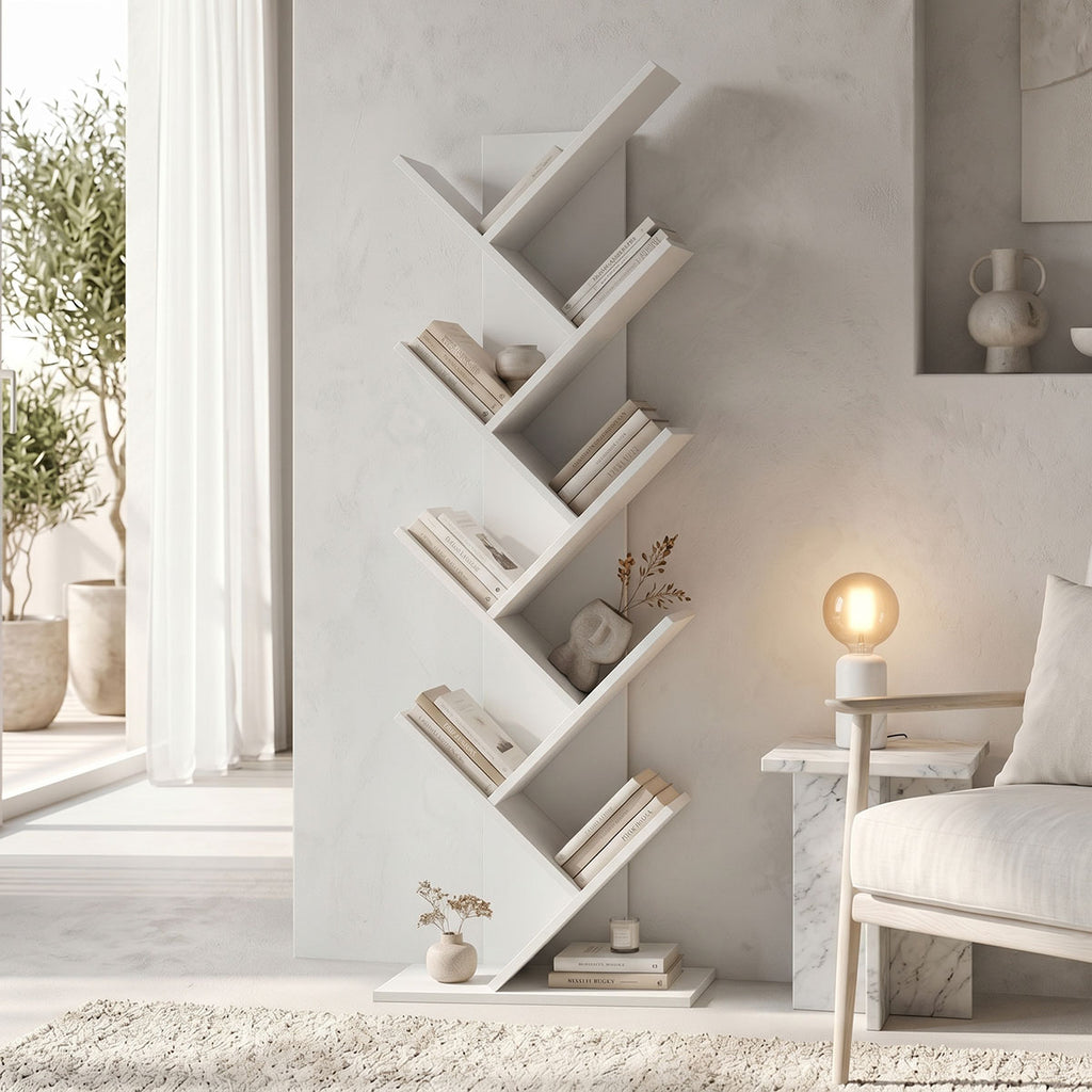 Βιβλιοθήκη Fyllo pakoworld λευκό 50x25x141.5εκ