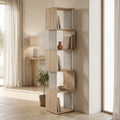 Βιβλιοθήκη Cubik pakoworld sonoma- γκρι μπεζ οψη μαρμάρου 35x30x161εκ