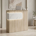 Γραφείο reception Optima pakoworld με led sonoma-λευκή όψη μαρμάρου 110x40x110εκ