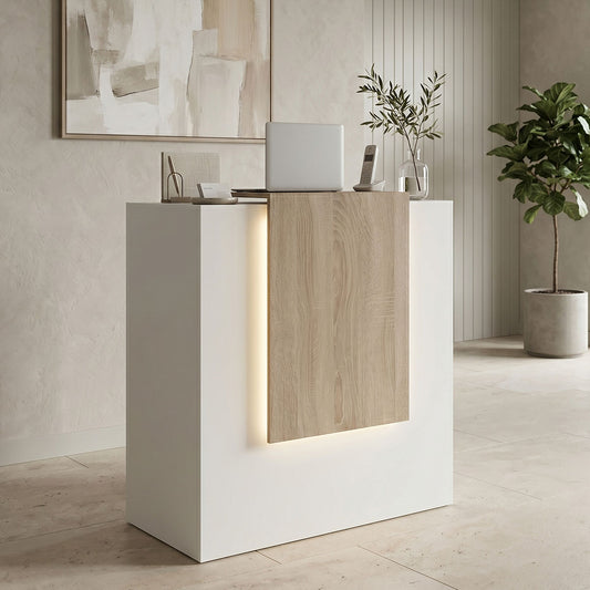 Γραφείο reception Zowel pakoworld με led λευκό - sonoma 90x40x110εκ