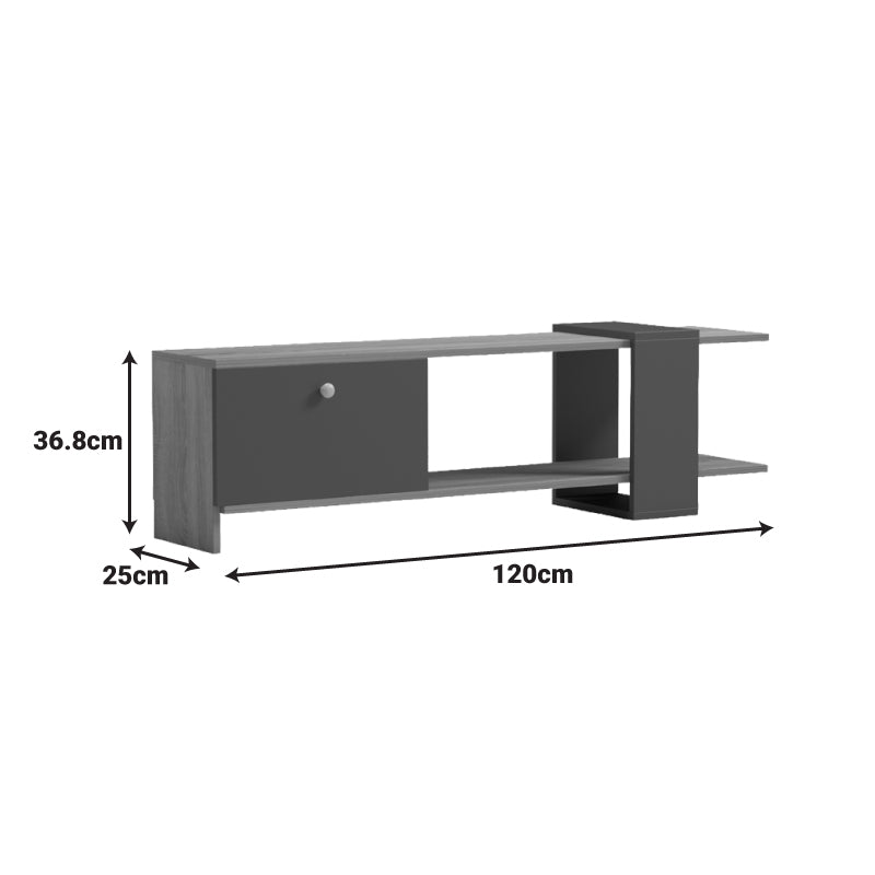 Έπιπλο τηλεόρασης Standi pakoworld σε sonoma-ανθρακί 120x25x36.8εκ