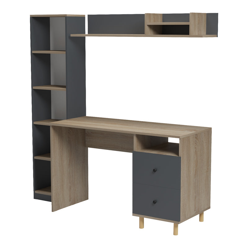 Σύνθεση γραφείου Kontor pakoworld sonoma-ανθρακί 160x50x158,2εκ