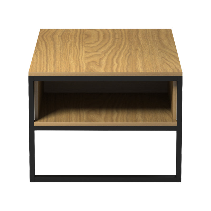 Τραπέζι σαλονιού Bendon pakoworld ανοιχτό καρυδί - μαύρο μέταλλο 100x60x44.5εκ