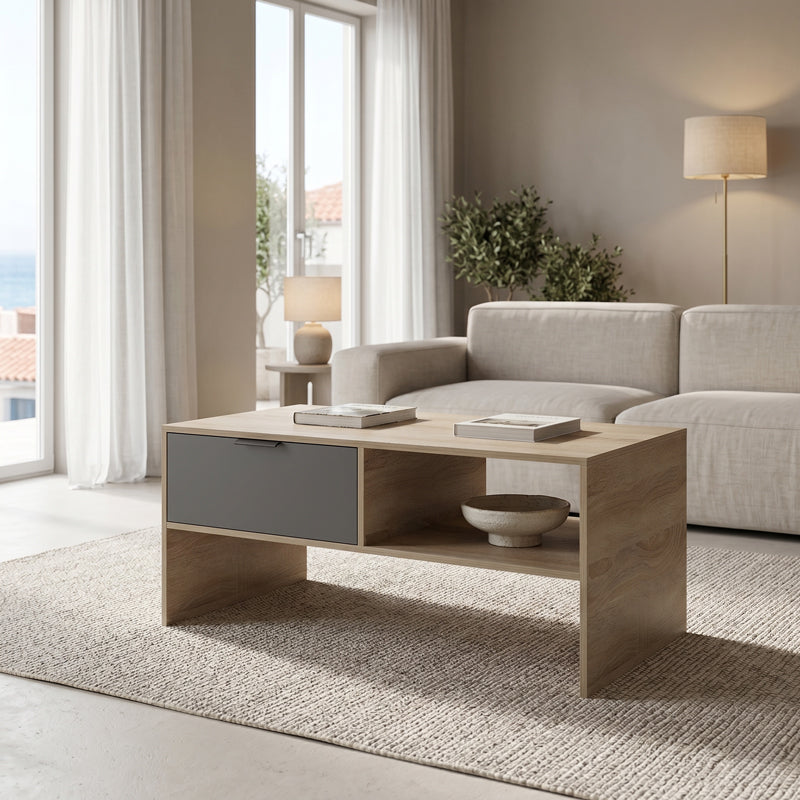 Τραπέζι σαλονιού Felina pakoworld sonoma-ανθρακί 100x50x45εκ