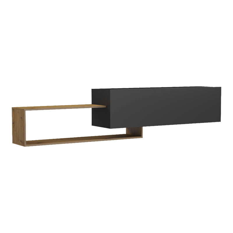 Έπιπλο τηλεόρασης επιτοίχιο Olande pakoworld oak-μαύρο 210x35x48εκ