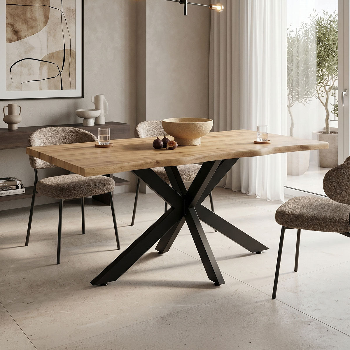 Tραπέζι Gilman pakoworld MDF sonoma-μαύρο 150x90x75εκ