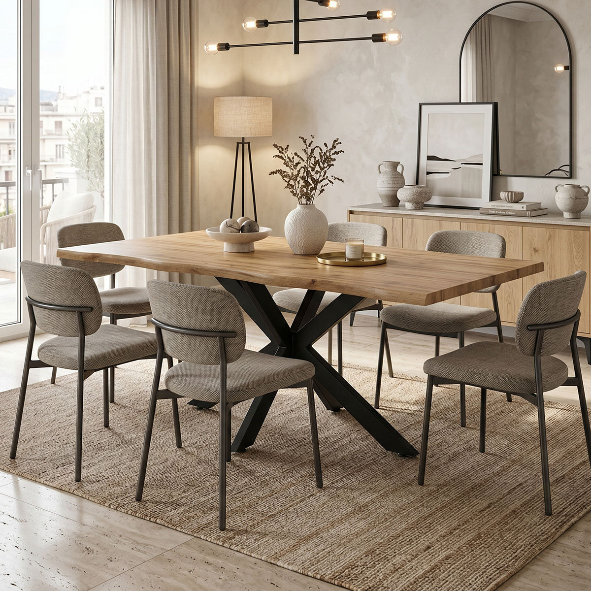 Tραπέζι Gilman pakoworld MDF sonoma-μαύρο 180x90x75εκ