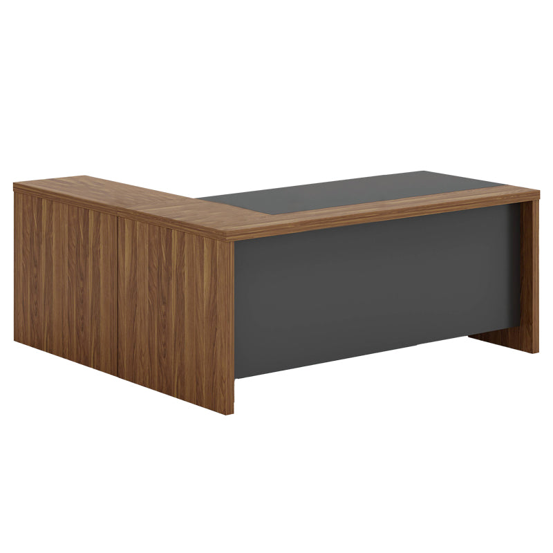 Γραφείο γωνιακό επαγγελματικό δεξιά γωνία Oscar pakoworld καρυδί-ανθρακί 200x188,6x76εκ