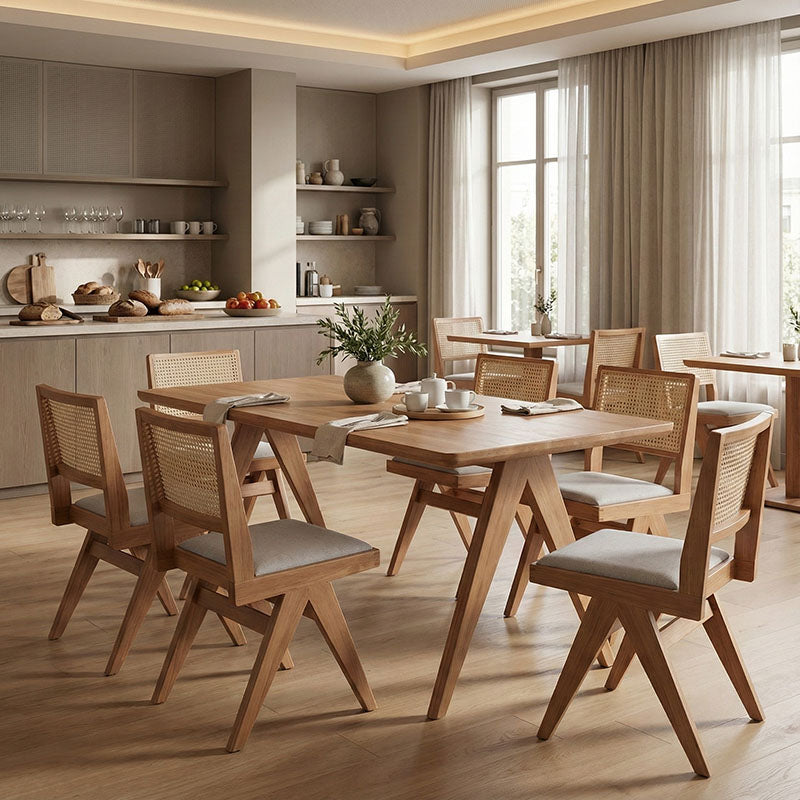 Τραπέζι Winslow pakoworld ξύλο rubberwood σε ανοιχτό καρυδί χρώμα 200x100x75εκ