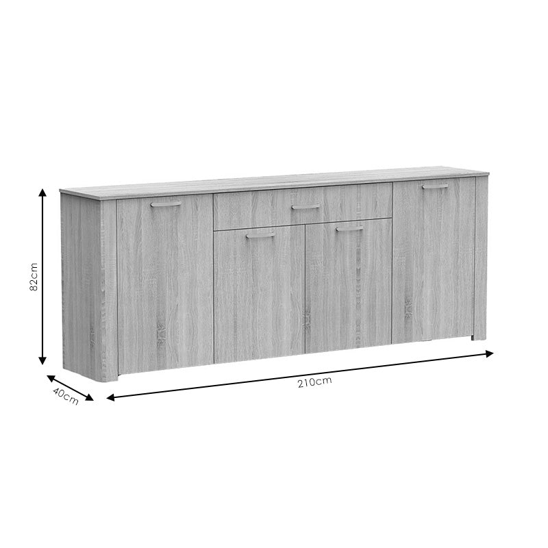 Μπουφές Kinley pakoworld σε ανθρακί-wenge απόχρωση 210x40x82εκ