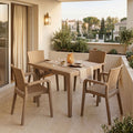 Τραπεζαρία Explore-Halcyon pakoworld σετ 5τεμ PP cappuccino 90x90x73,5εκ