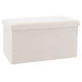 Σκαμπό-μπαούλο Forward pakoworld ύφασμα μπουκλέ ivory 76.5x38x37.5εκ