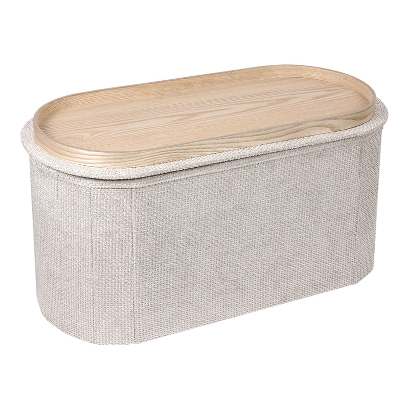 Σκαμπό-μπαούλο Trebia pakoworld κρεμ ύφασμα 76x38x38εκ