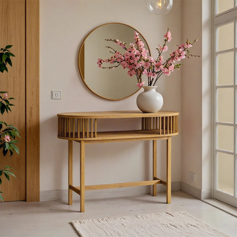 Κονσόλα Nodial pakoworld MDF/Bamboo σε φυσική απόχρωση 120x39x85εκ