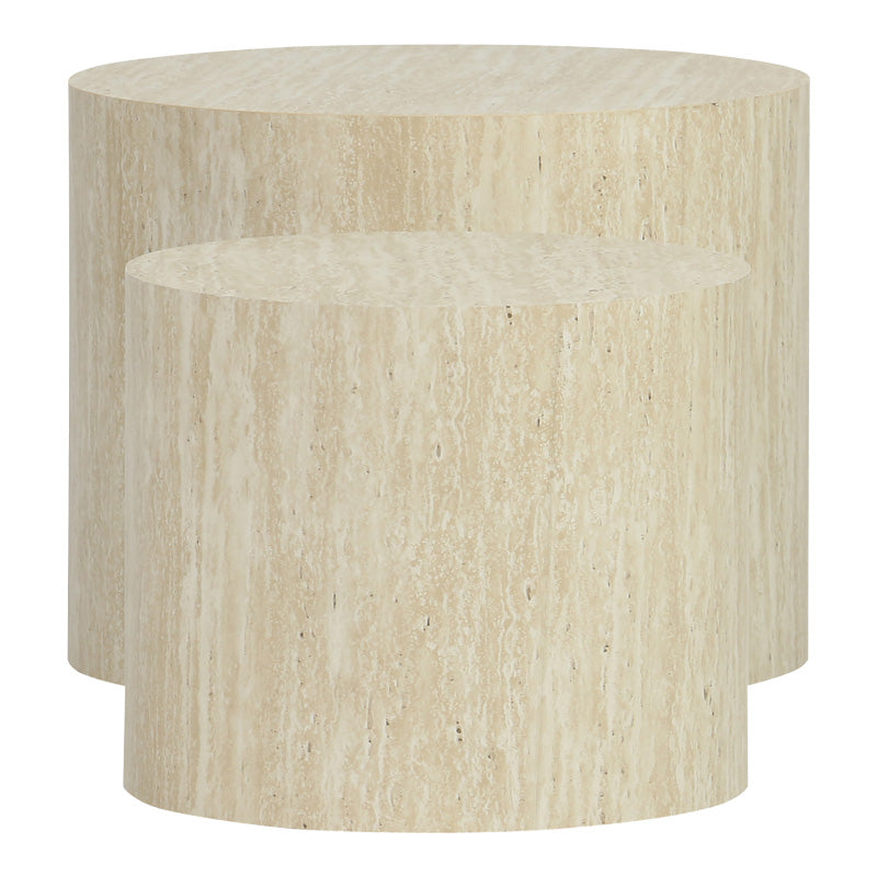 Βοηθητικά τραπεζάκια 2τεμ Zonar pakoworld MDF σε όψη τραβερτίνας