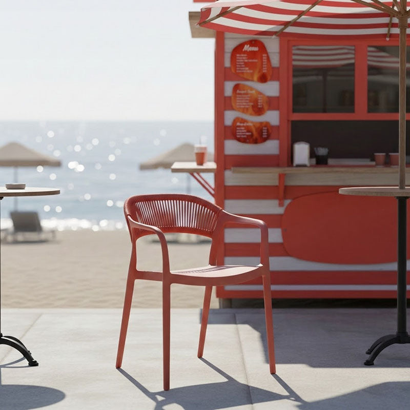Πολυθρόνα Ankara pakoworld στοιβαζόμενη pp-pe rattan σε terracotta απόχρωση 54x55.5x77εκ