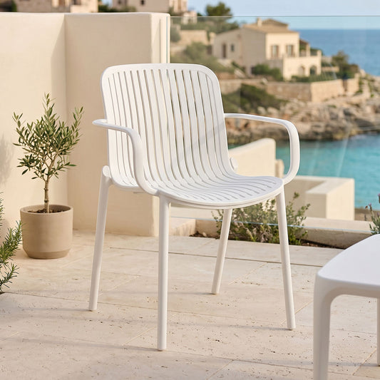 Πολυθρόνα Teragi στοιβαζόμενη pakoworld pp με UV protection λευκή 59x57x82εκ