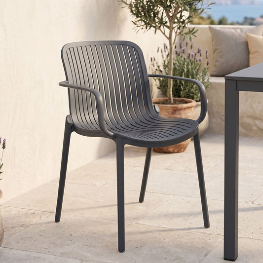 Πολυθρόνα Teragi στοιβαζόμενη pakoworld pp με UV protection ανθρακί 59x57x82εκ