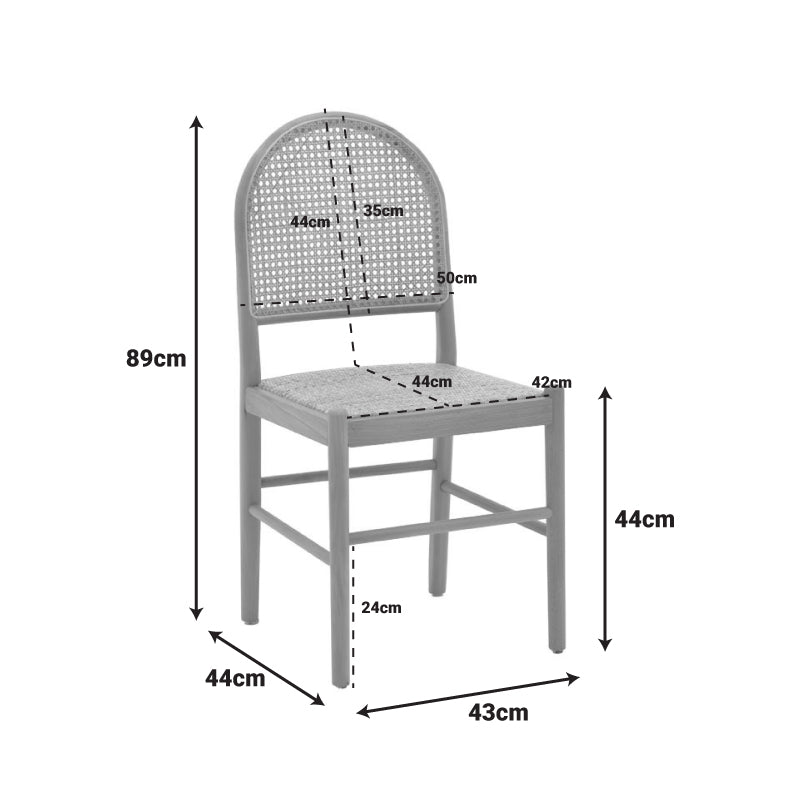 Καρέκλα Alessia pakoworld ξύλο οξιάς-rattan φυσικό 43x44x89εκ