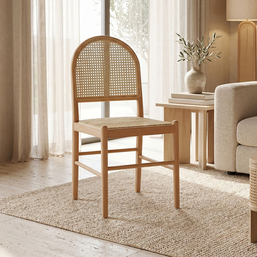 Καρέκλα Alessia pakoworld ξύλο οξιάς-rattan φυσικό 43x44x89εκ