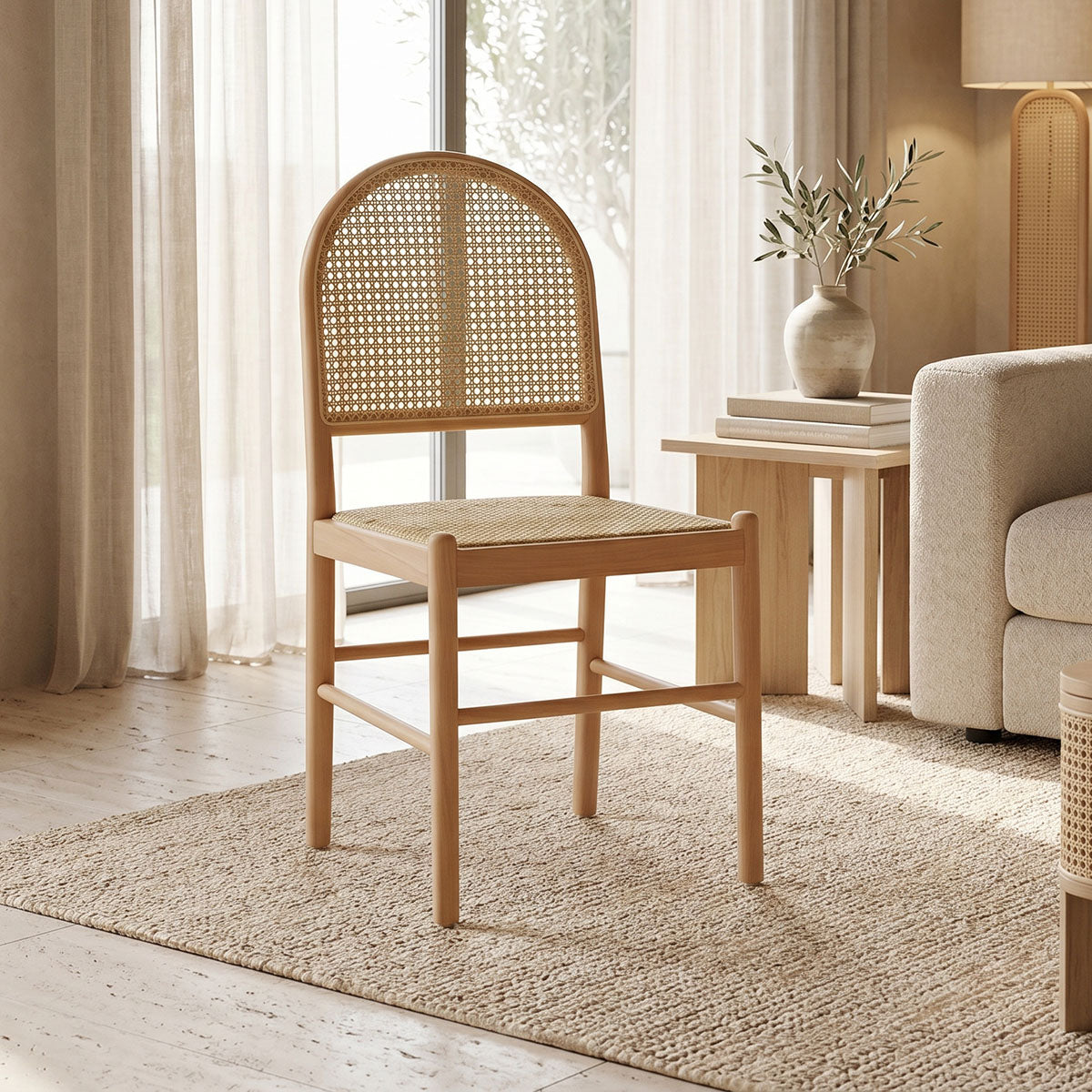 Καρέκλα Alessia pakoworld ξύλο οξιάς-rattan φυσικό 43x44x89εκ