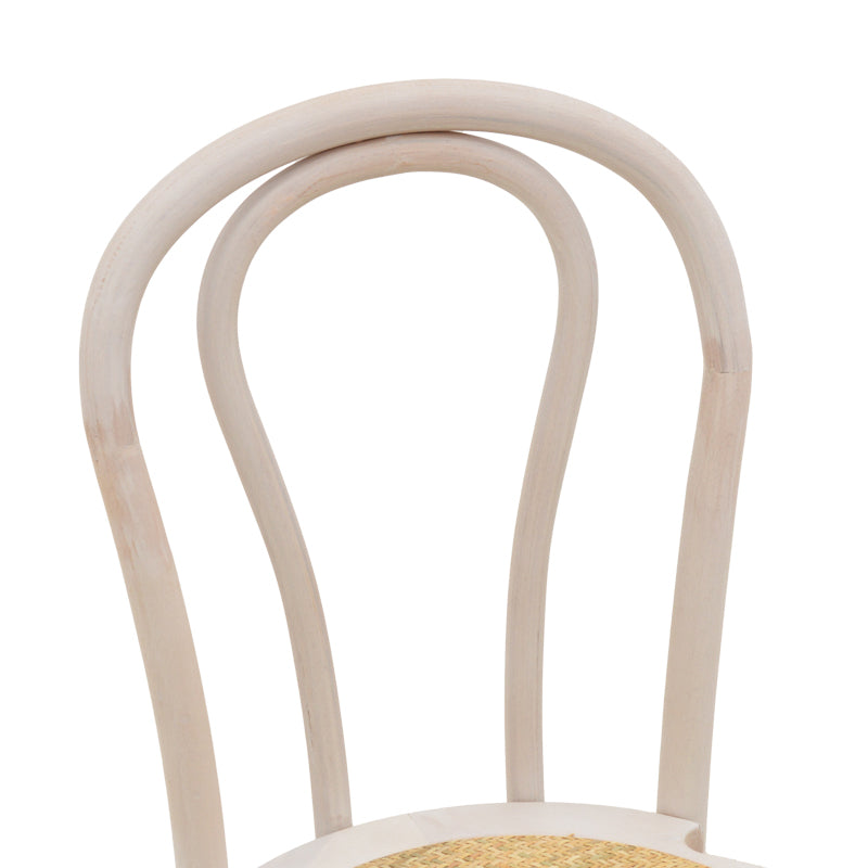 Καρέκλα στοιβαζόμενη Βιέννης Azhel pakoworld white wash ξύλο οξιάς-έδρα φυσικό rattan 41x50x89εκ