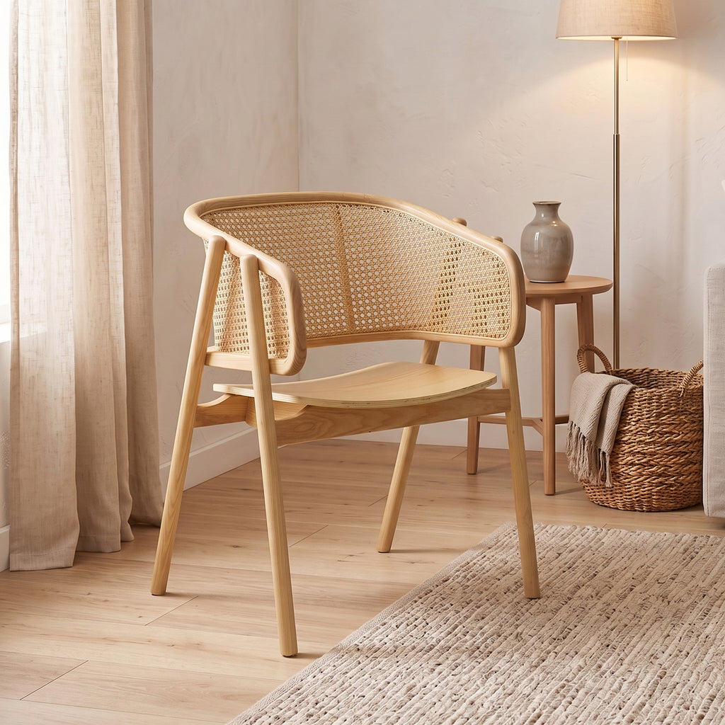 Πολυθρόνα Wenzy pakoworld φυσικό Rattan - μασίφ ξύλο toon 59x58x78εκ