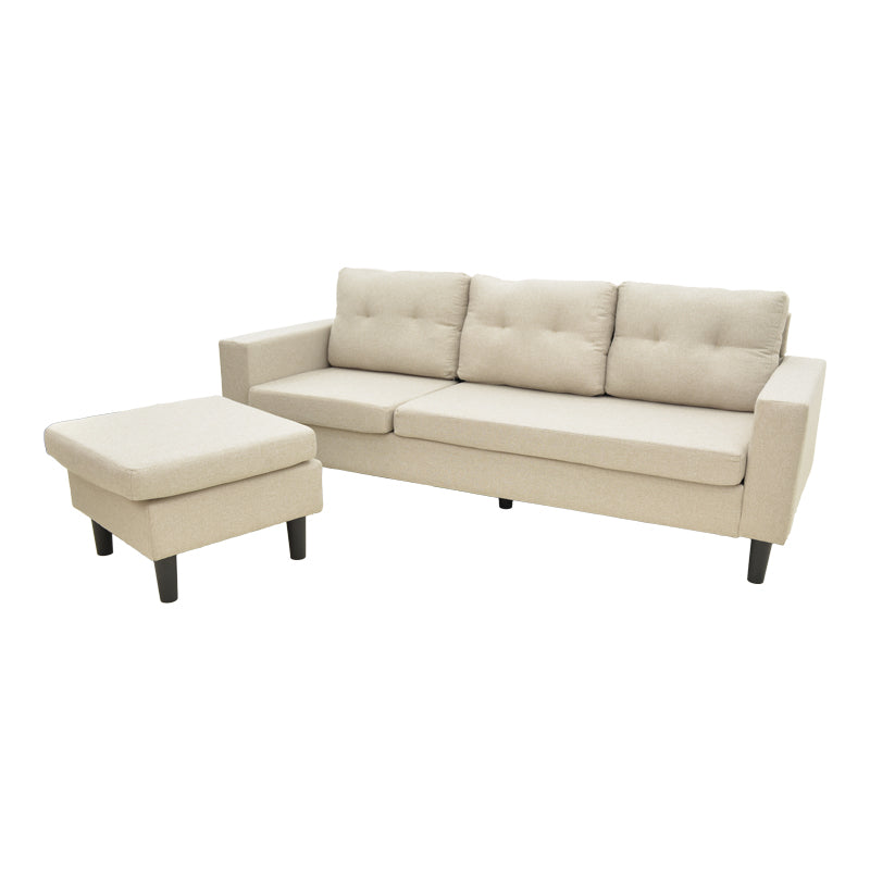 Γωνιακός καναπές αναστρέψιμος Maneli pakoworld μπεζ ύφασμα 196x138/77x82εκ