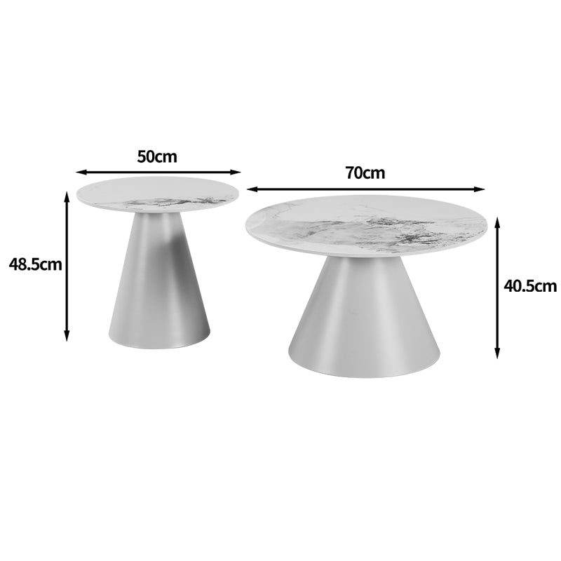 Τραπέζια σαλονιού Duoma pakoworld σετ 2τεμ μέταλλο μαύρο- μαύρο μαρμαρο