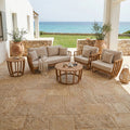 Σαλόνι εξωτερικού χώρου Eron II pakoworld ξύλο ακακίας σε φυσική απόχρωση και μπεζ μαξιλάρια